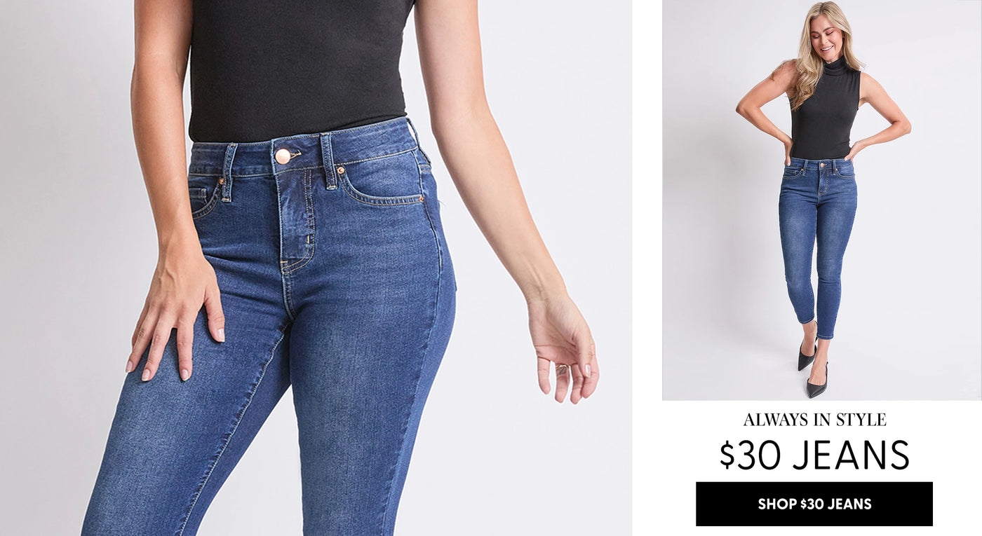 always in style $30 Jeans desktop banner
