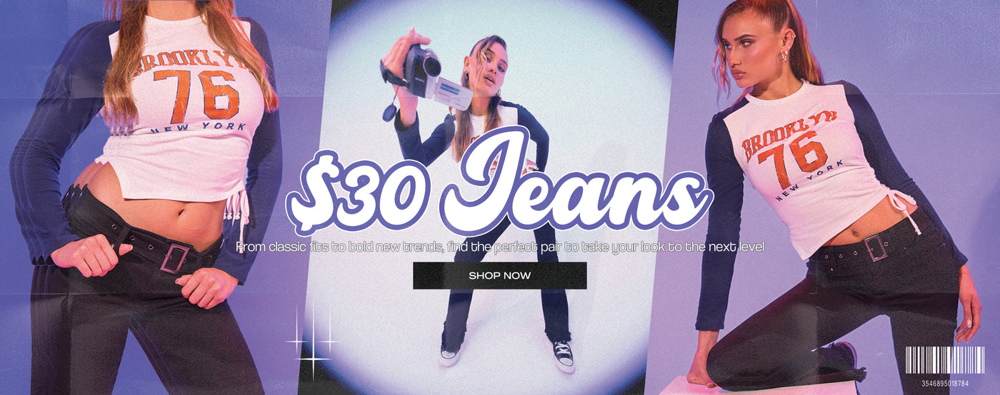 Y2K Edit $30 Jeans Desktop Banner