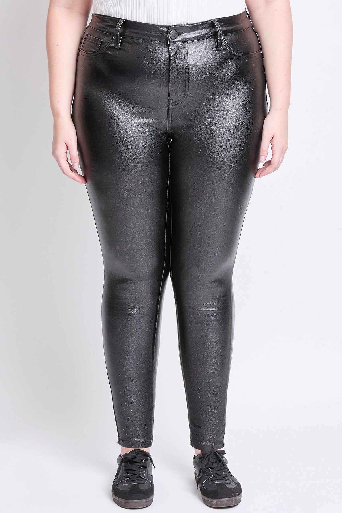 Women´s Plus High-Rise Metallic Hyperstretch Skinny Jean, Black