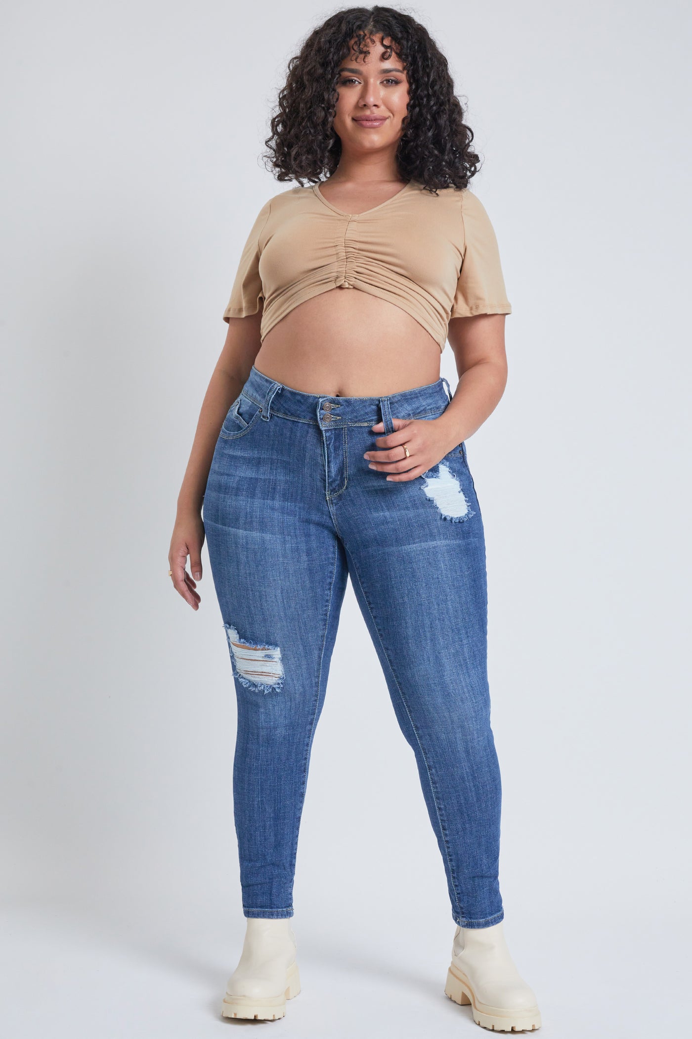 Plus Size Women's WannaBettaButt Premium Roll Up Cuff Ankle Jeans