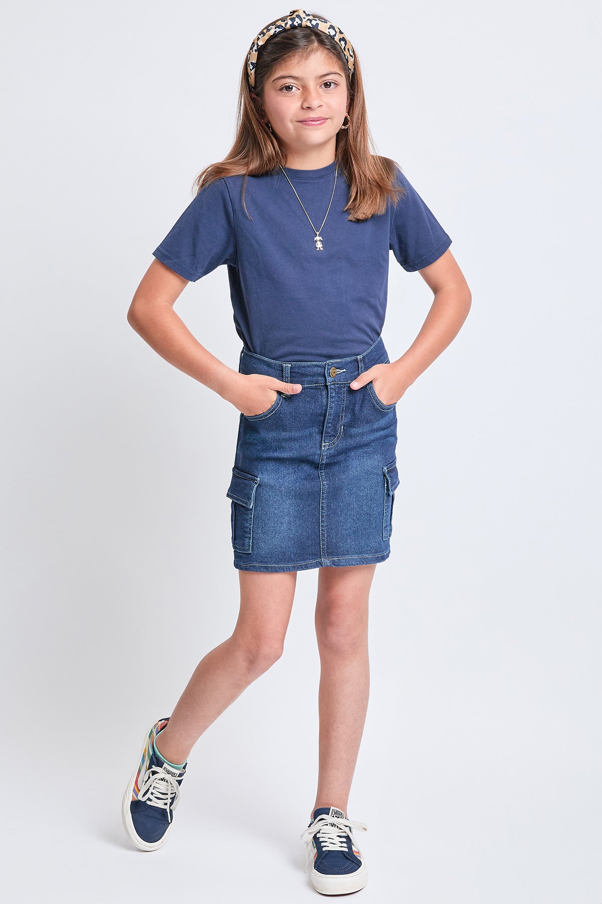 Girls Cargo Pocket Denim Skirt