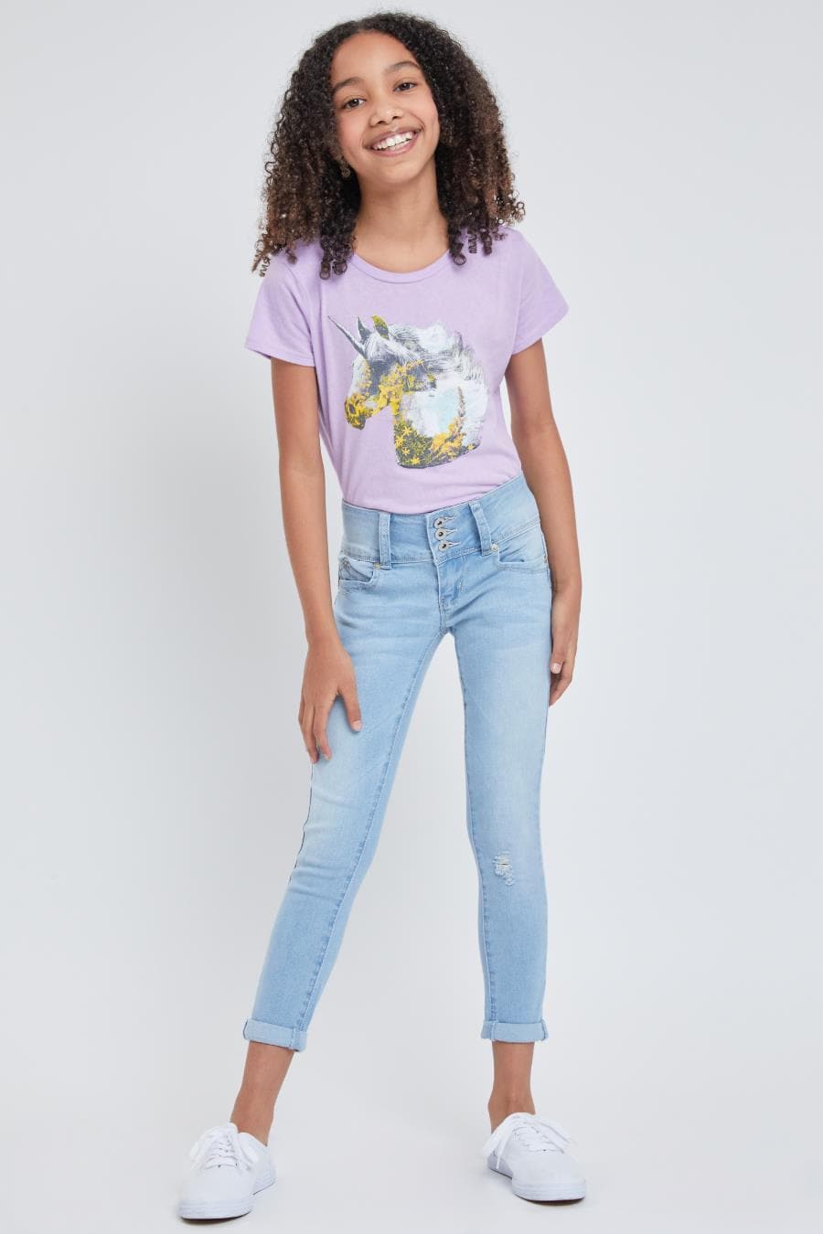 Girls 3 Button Skinny Jeans