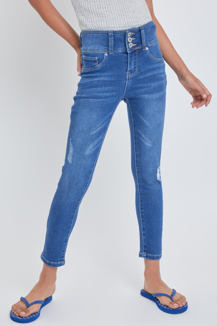 Girls 3 Button Skinny Jeans