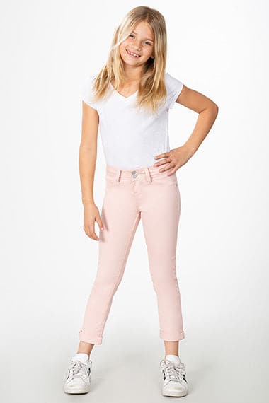 Girls 2-Button Double Rolled Cuff Ankle Jeans