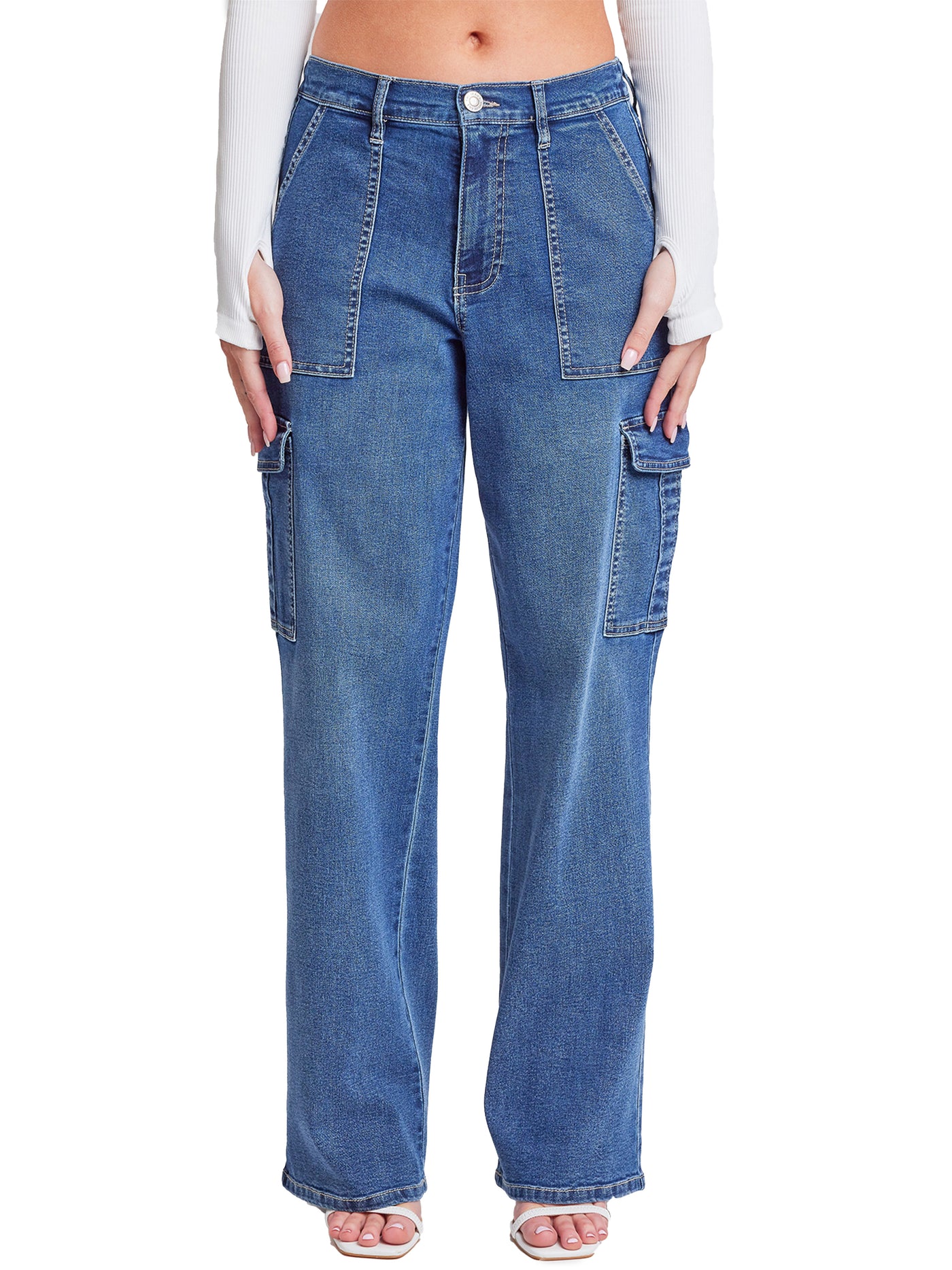 Women´s Elastic Waist Straight Leg Cargo Jean