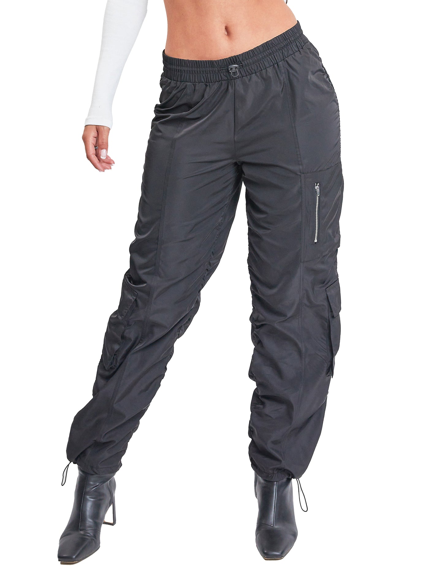 Women's  Rouched Nylon Cargo Joggers