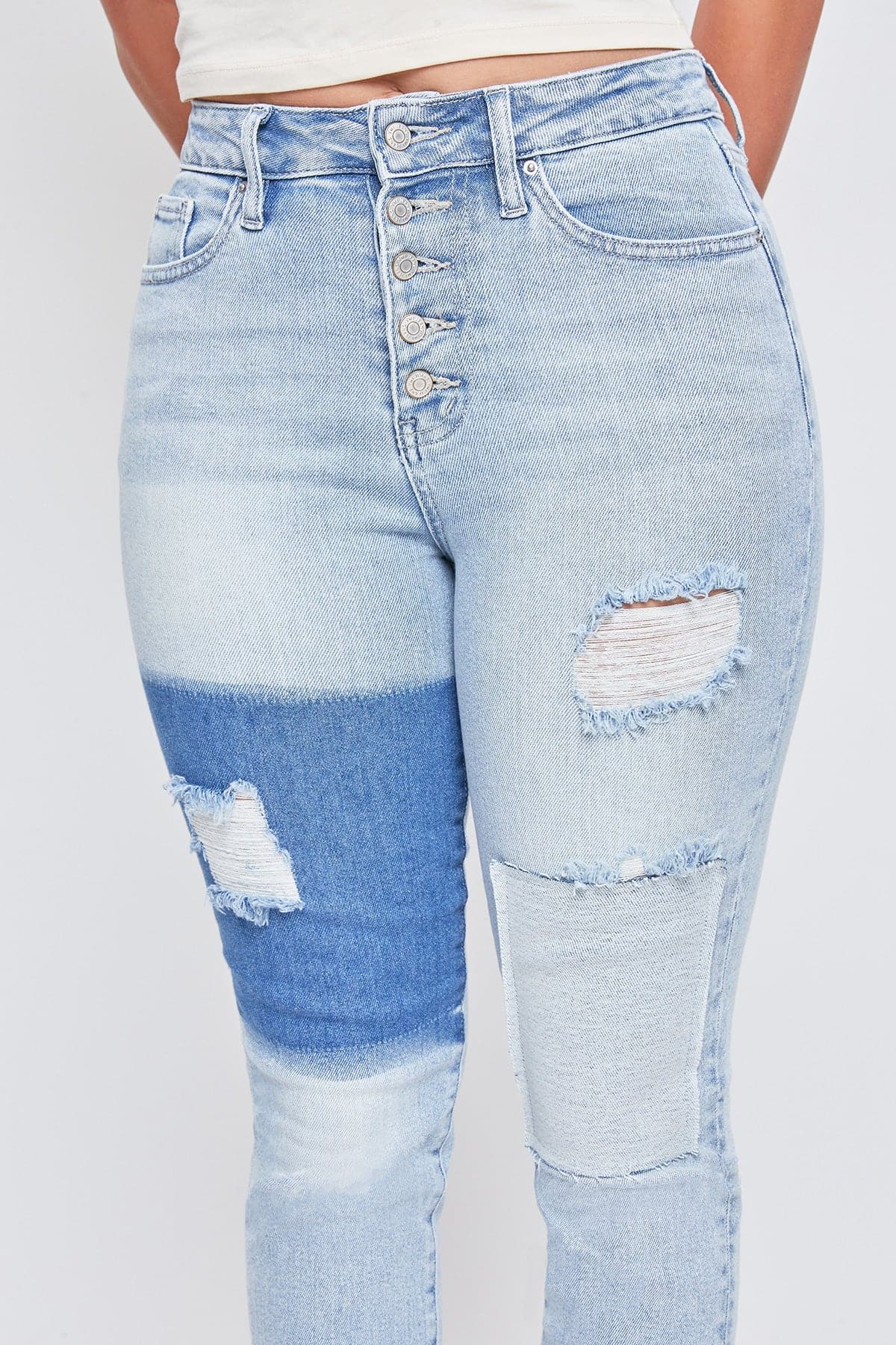 Women’s Vintage Dream Exposed Button Fly Raw Hem Ankle Jeans