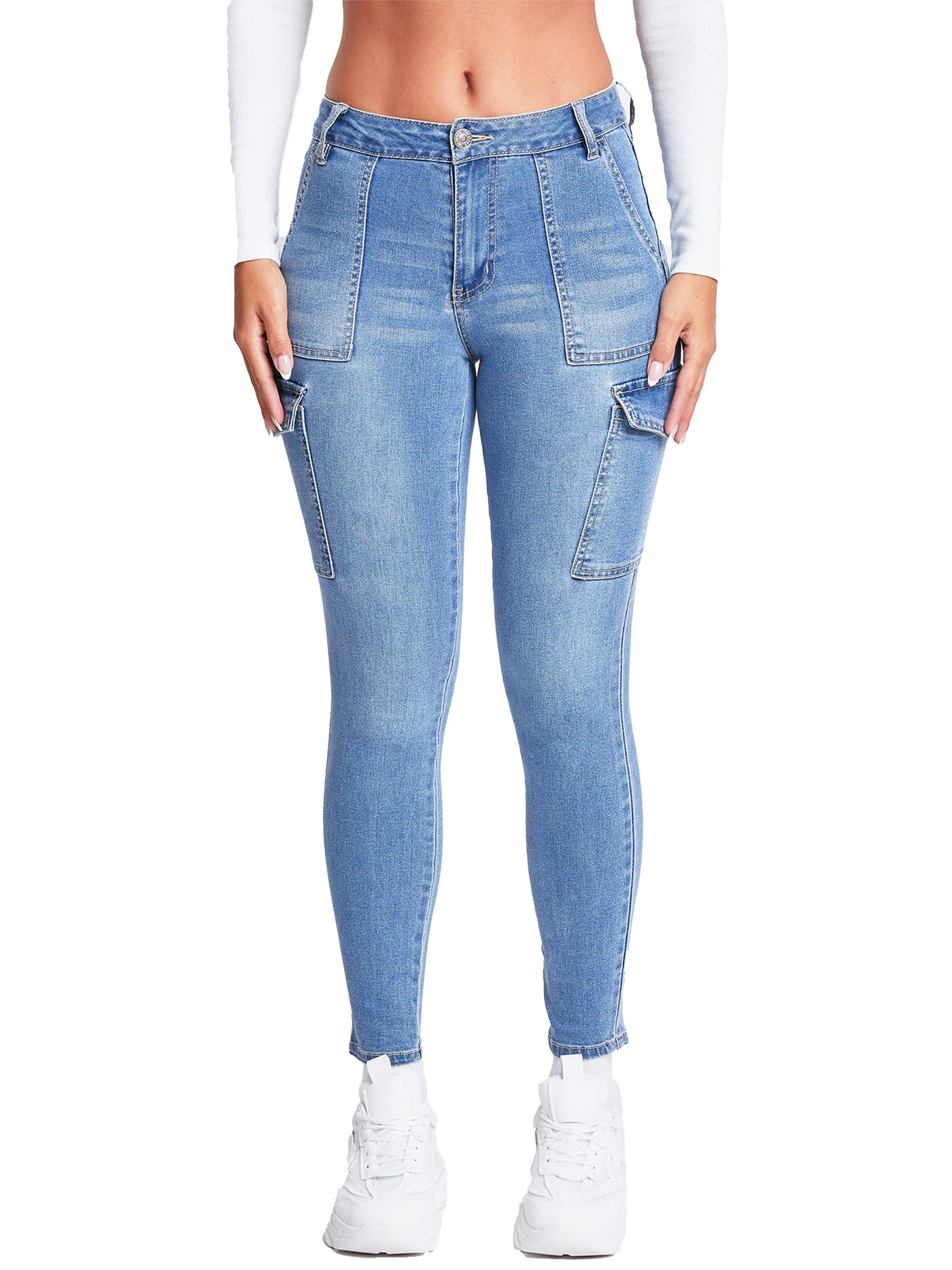 Women's High Rise Skinny Cargo Jeans