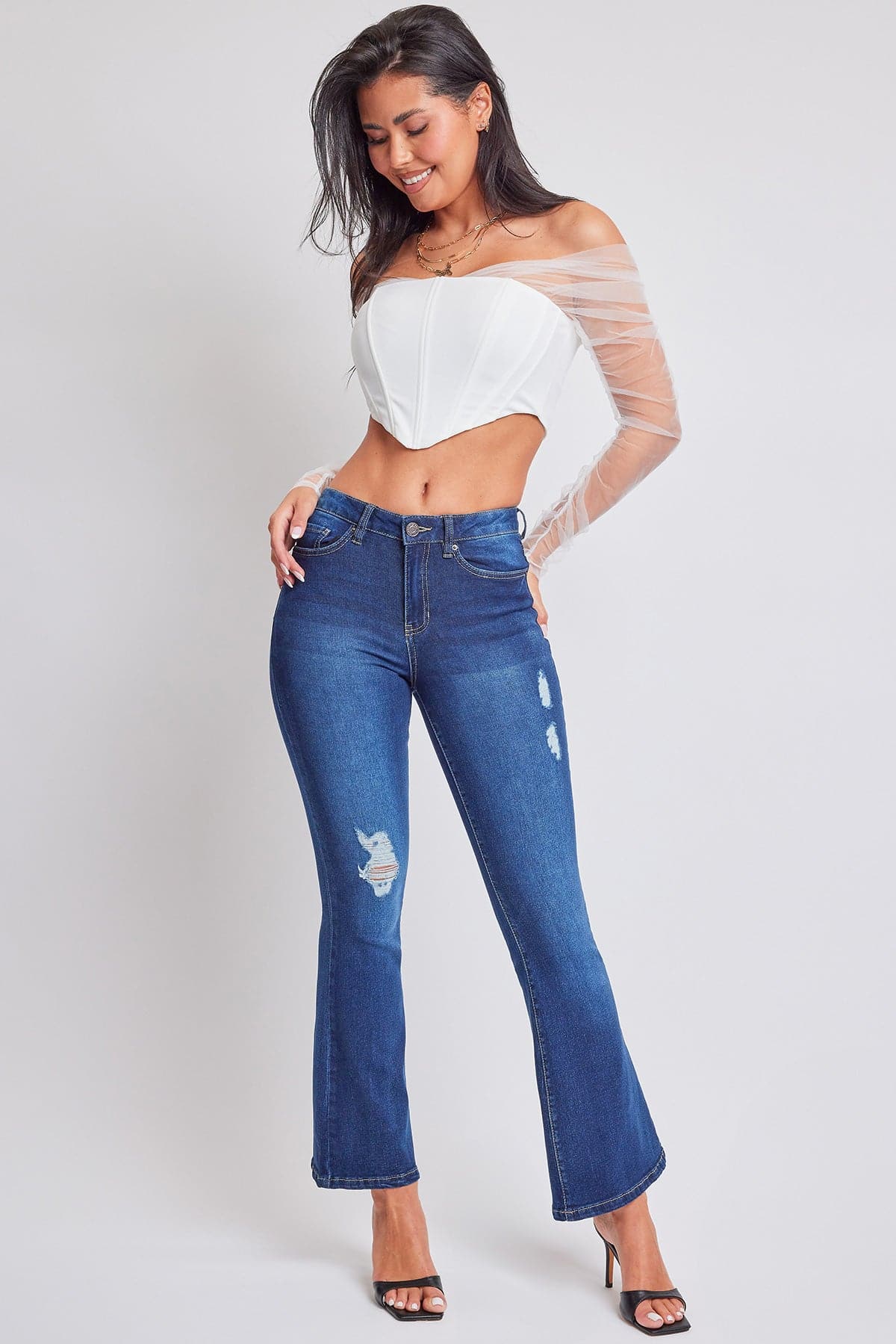 Women's Essential Distressed Flare Jeans