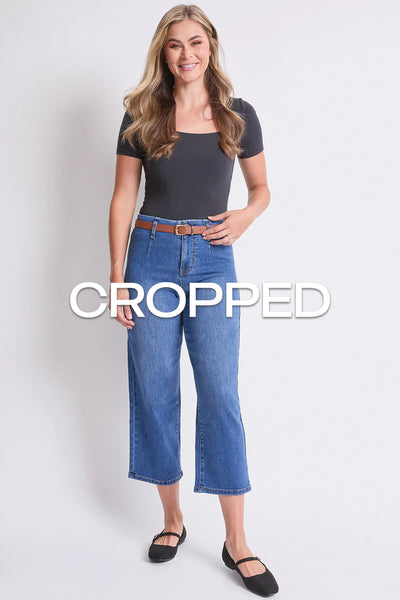 cropped jeans in a medium wash