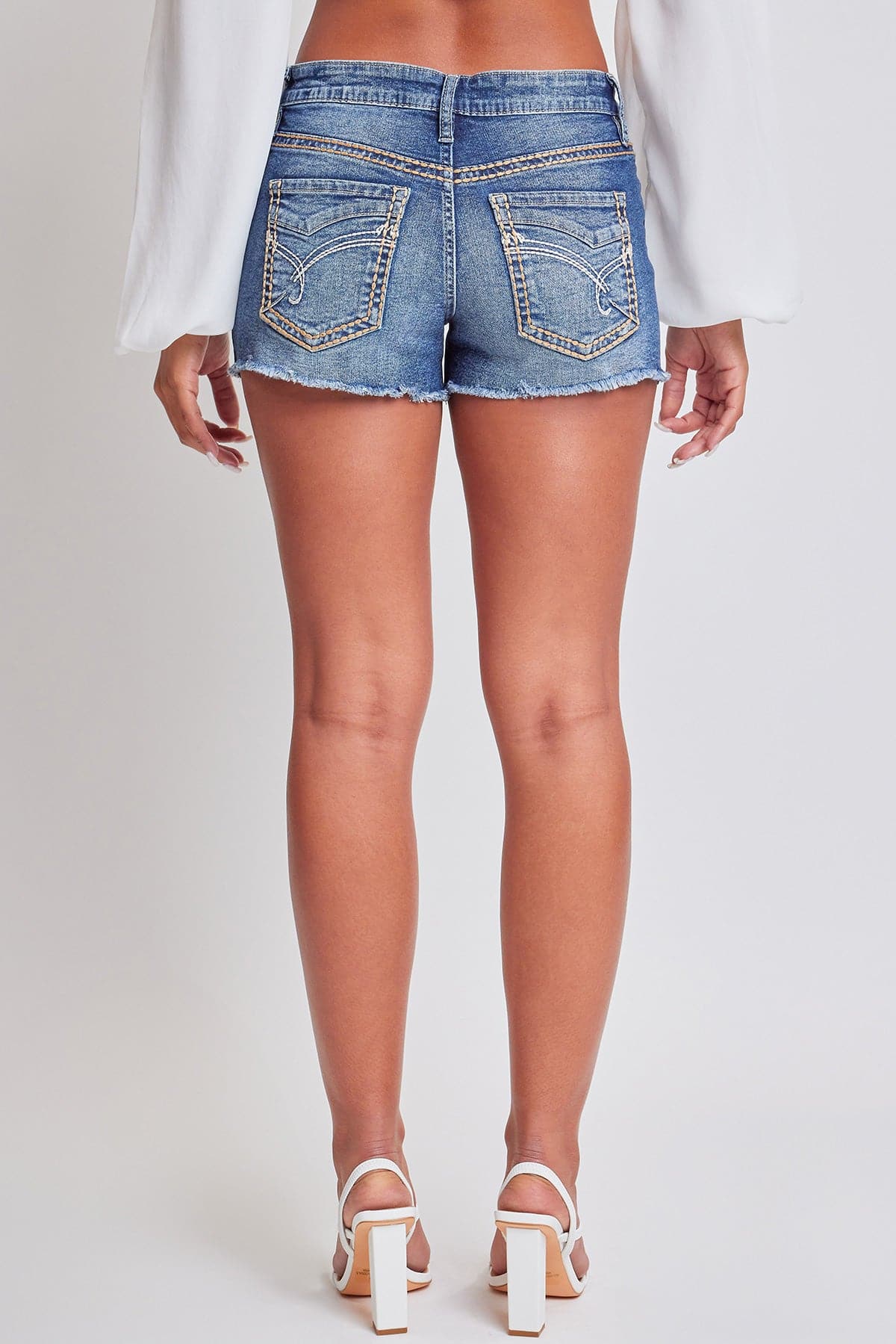 Women's Heavy Stitch Embroidered Frayed Shorts