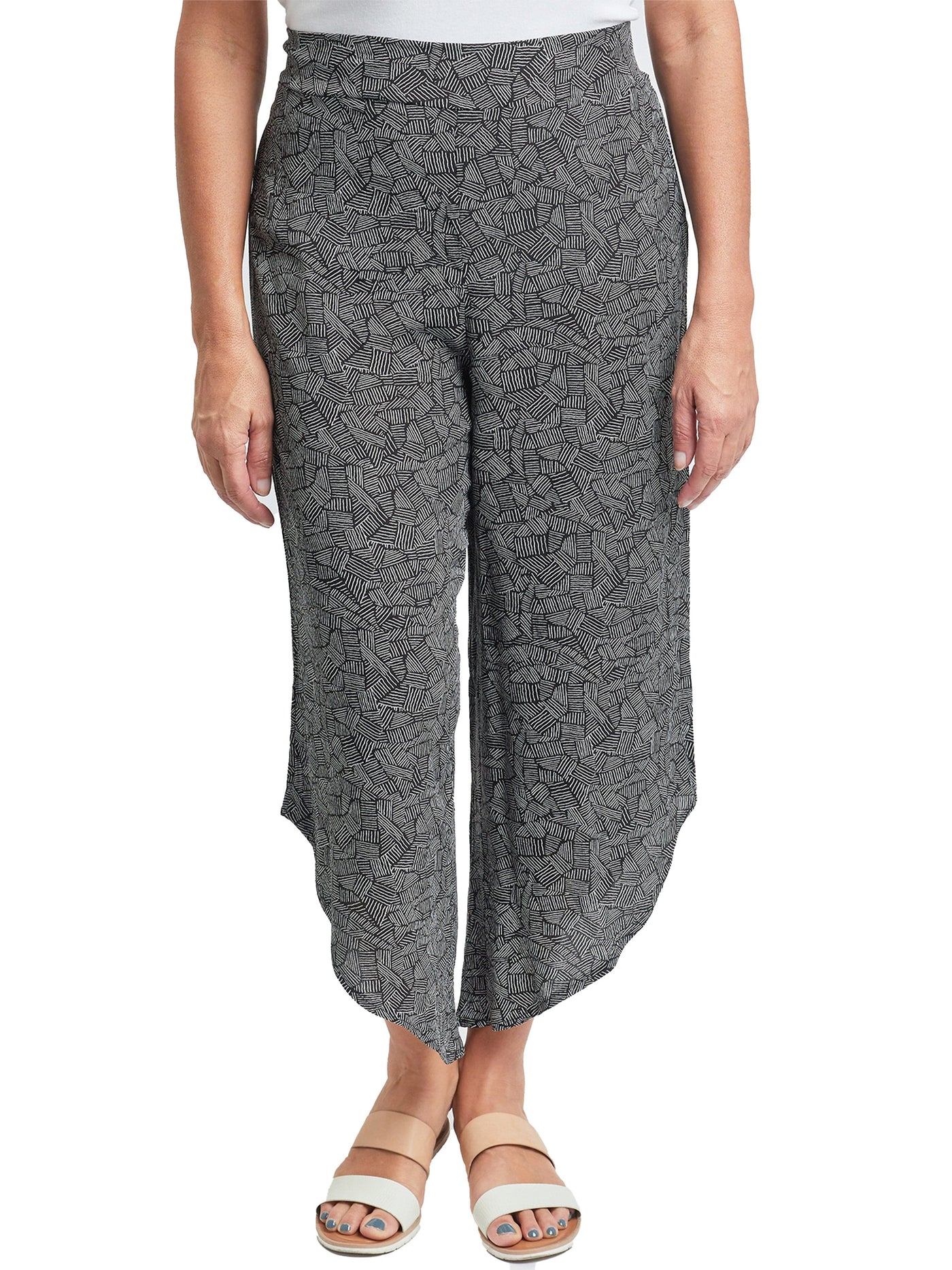 Women's Lifestyle High Rise Linen Pants With Curved Hem