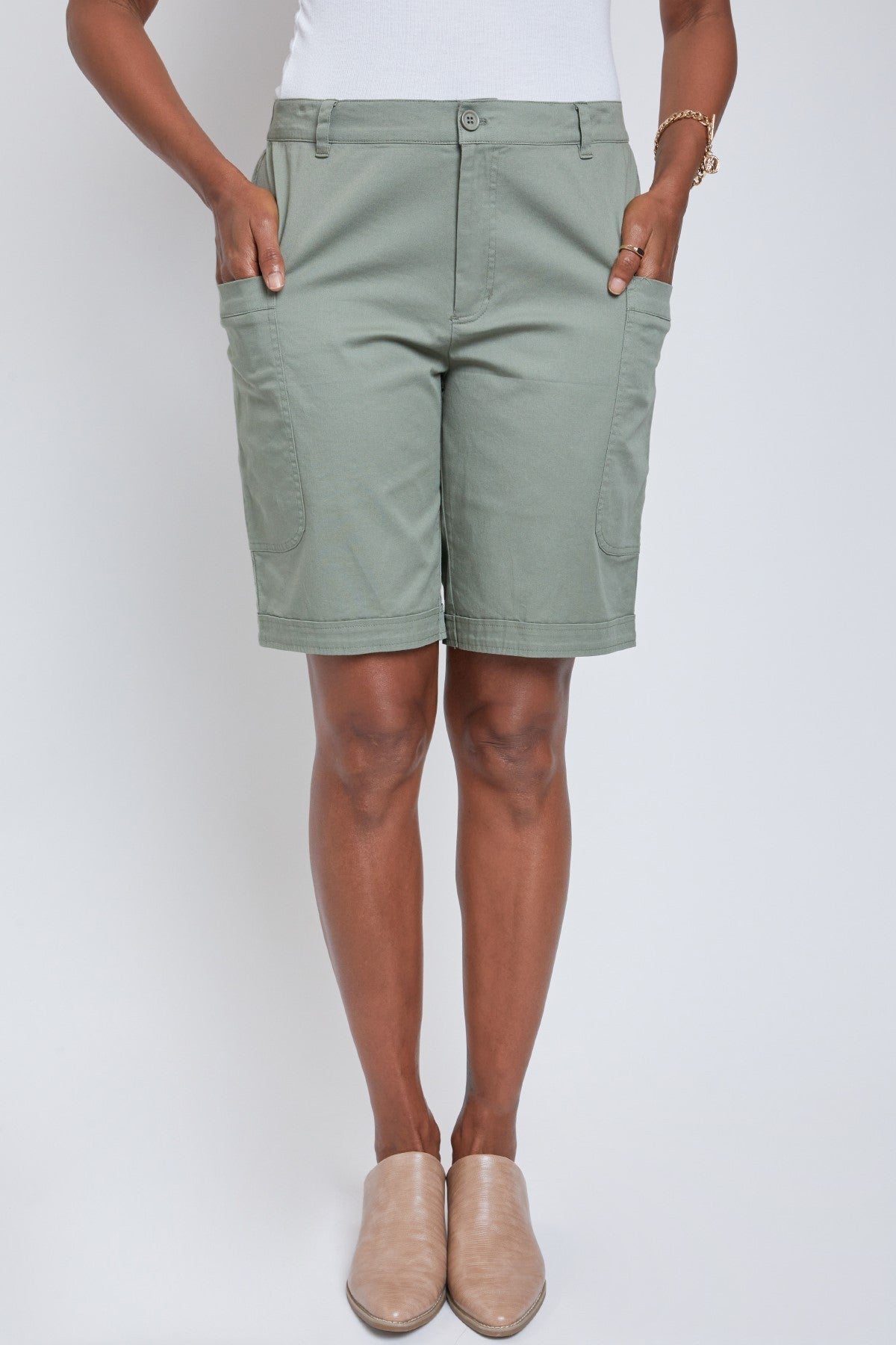 Women's Wide Leg Bermuda Shorts with Big Pockets