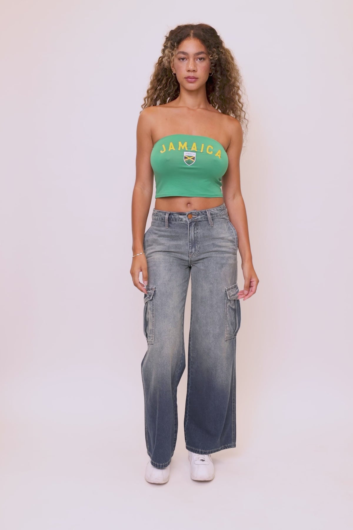 Women's Relax Fit Cargo Wide Leg Jeans