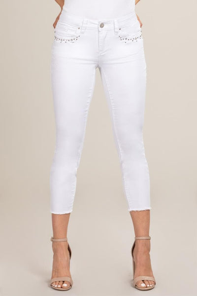 Women Petite Ankle Jean With Frayed Hem Pp763673