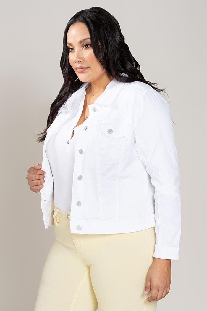 Women Plus Size Distressed Denim Jacket Xj69856