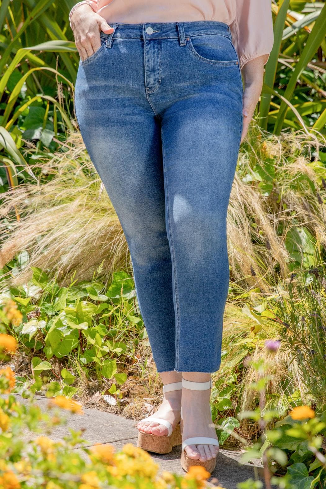 Women Plus Size Vintage Dream High Rise Straight Leg Jean With Raw Hem Xp968772