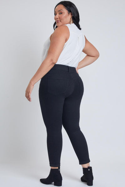 Women Plus Size Hide Your Muffin Top Rolled Cuff Ankle Jeans Xp938141