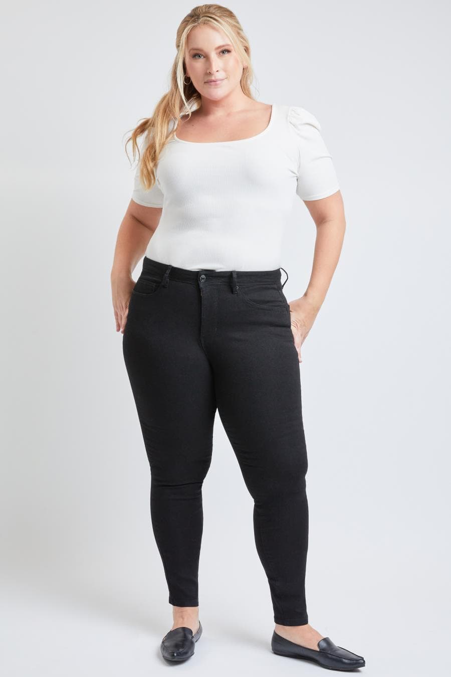 Women Plus Size Hide Your Muffin Top High Rise Skinny Jean Xp60641