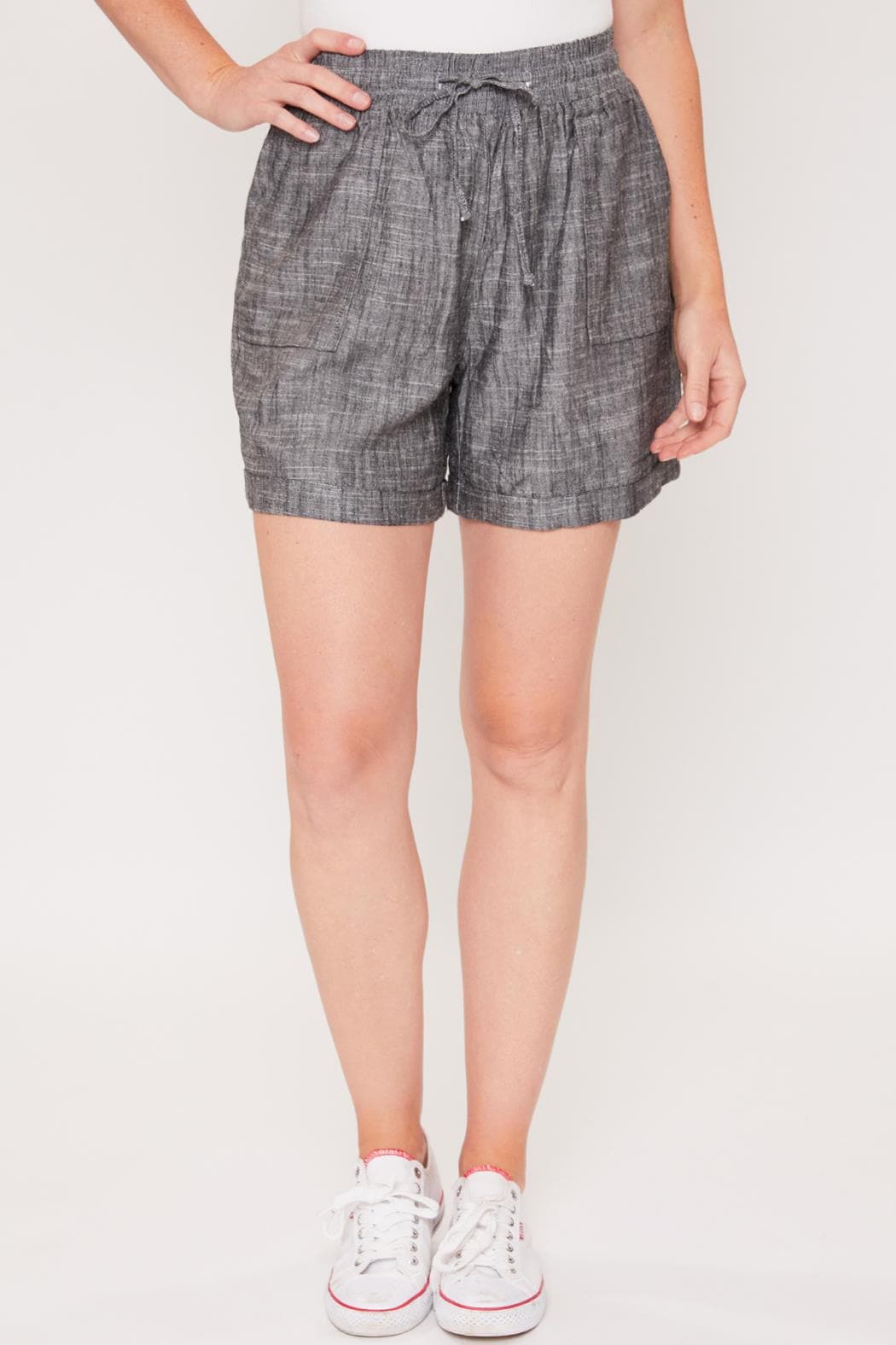 Women Linen Lounge Shorts With Elastic Waistband Ws2559Ln