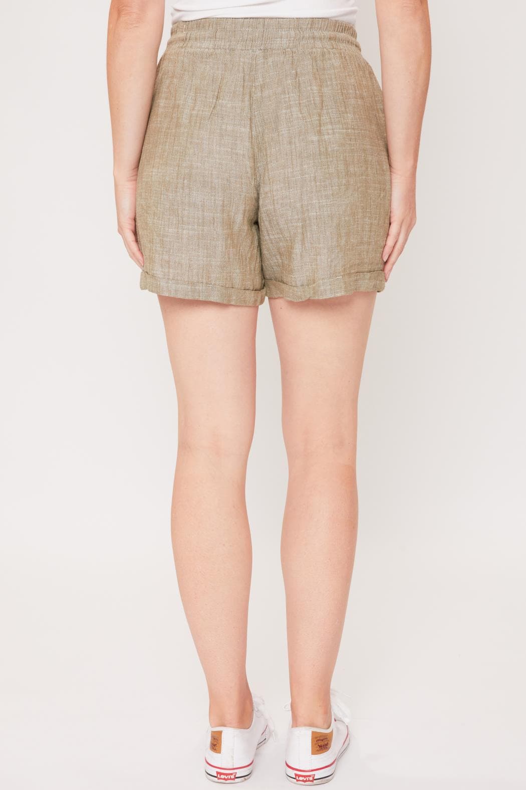 Women Linen Lounge Shorts With Elastic Waistband Ws2559Ln
