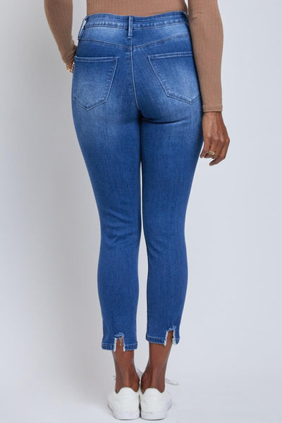 Women High Rise Ankle Jean With Destructed Hem Wp63019
