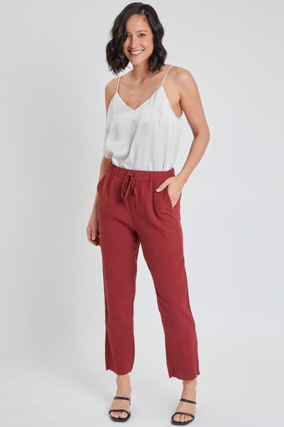 Women Double Gauze Relaxed Fit Cropped Pant With Frayed Hem Wf1196Dg