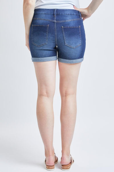 Women Curvy High Rise Cuffed Shorts Ws253141