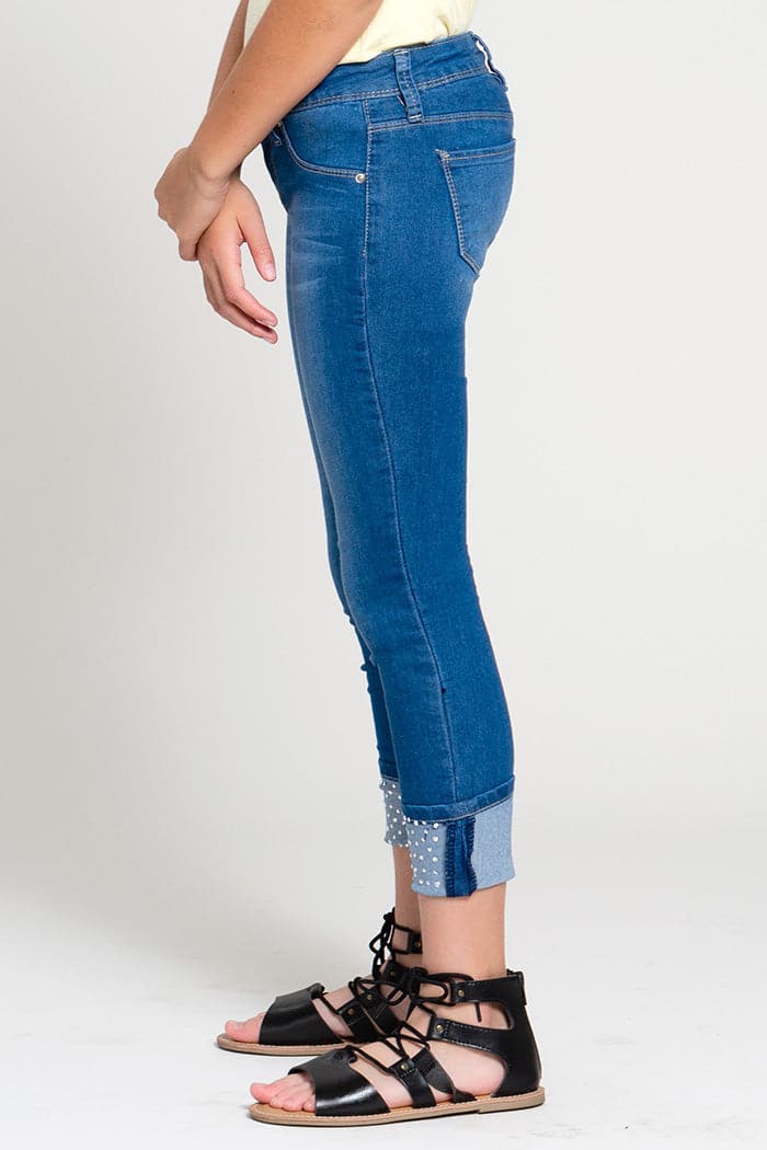 Girls Skinny Jean With Studded Mega Cuff Gp211144