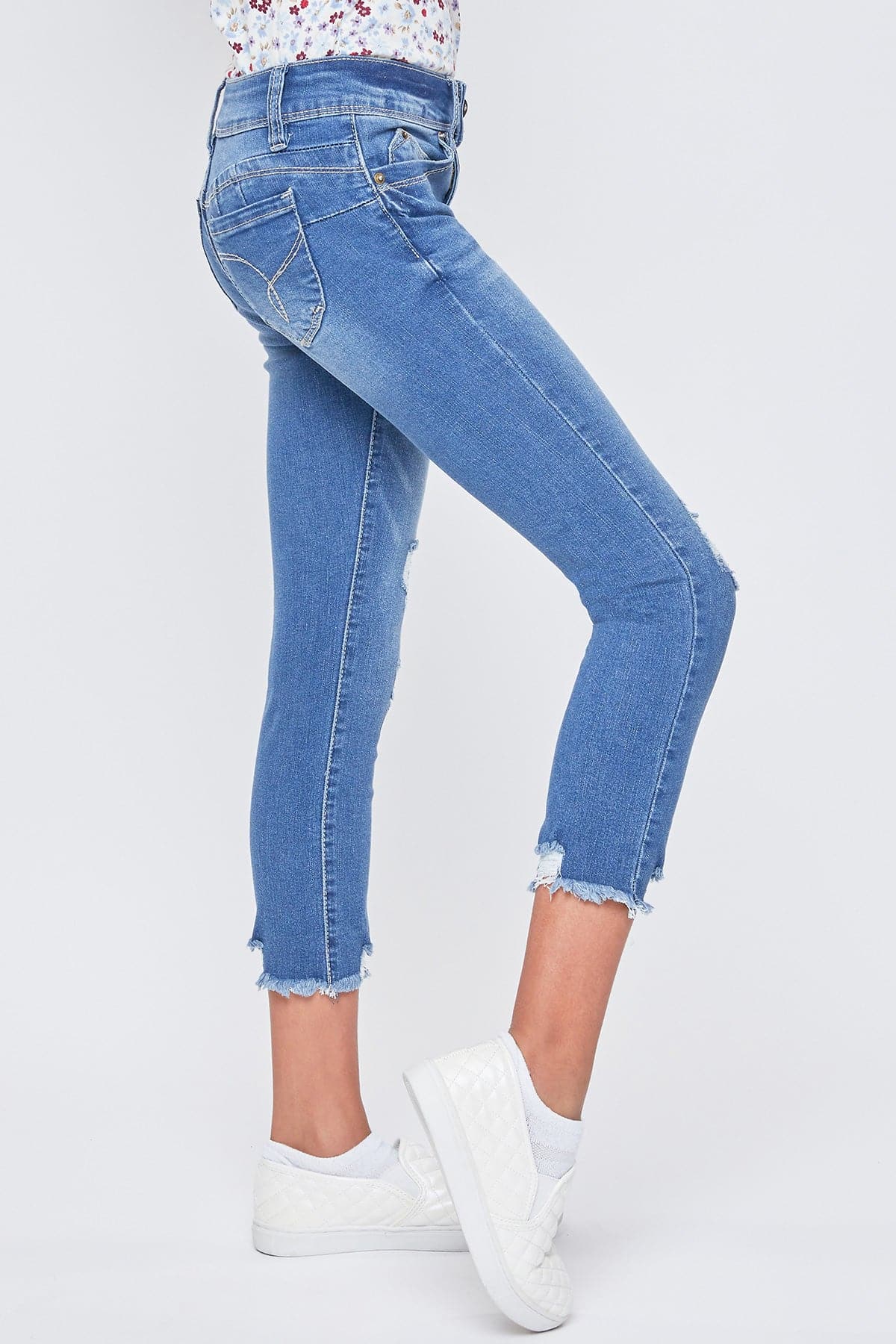 Girls WannaBettaFit Ankle Jeans With Dogbite Hem