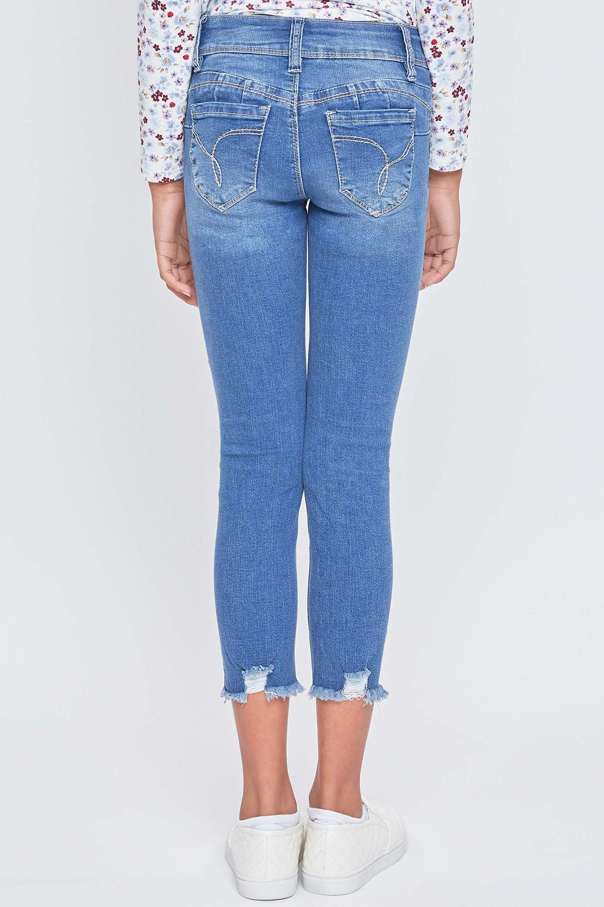 Girls WannaBettaFit Ankle Jeans With Dogbite Hem