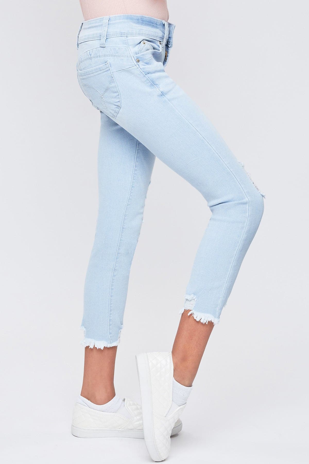 Girls WannaBettaFit Ankle Jeans With Dogbite Hem