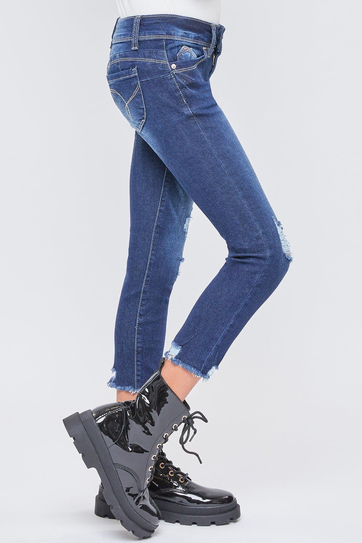 Girls WannaBettaFit Ankle Jeans With Dogbite Hem