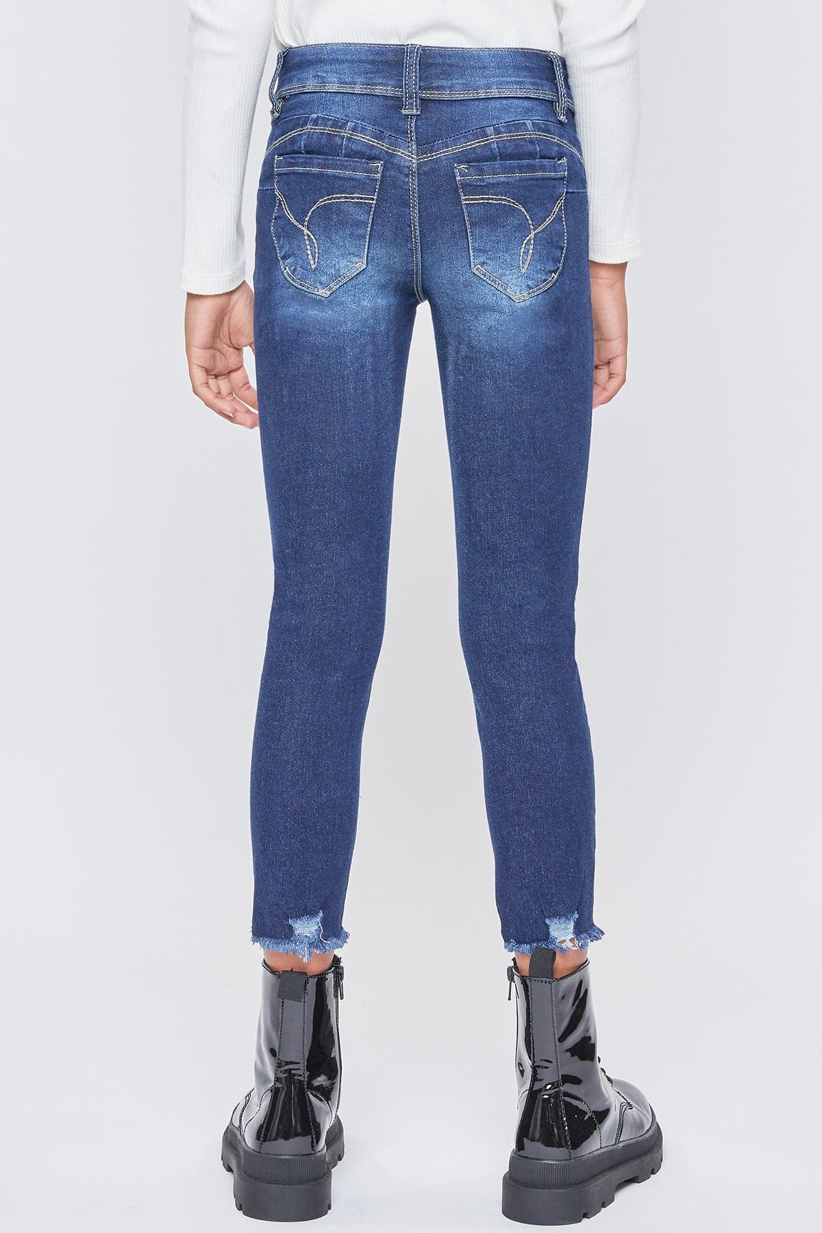 Girls WannaBettaFit Ankle Jeans With Dogbite Hem