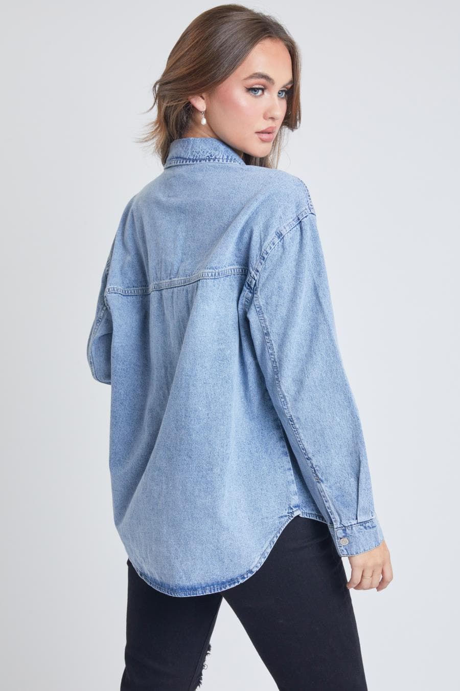 Junior Long Sleeve Denim Oversized Shacket J1090Dsh