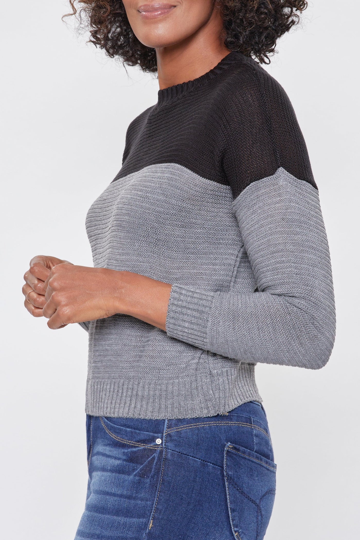 Women's Color Block Long Sleeve Knit Sweater Deal-Sale