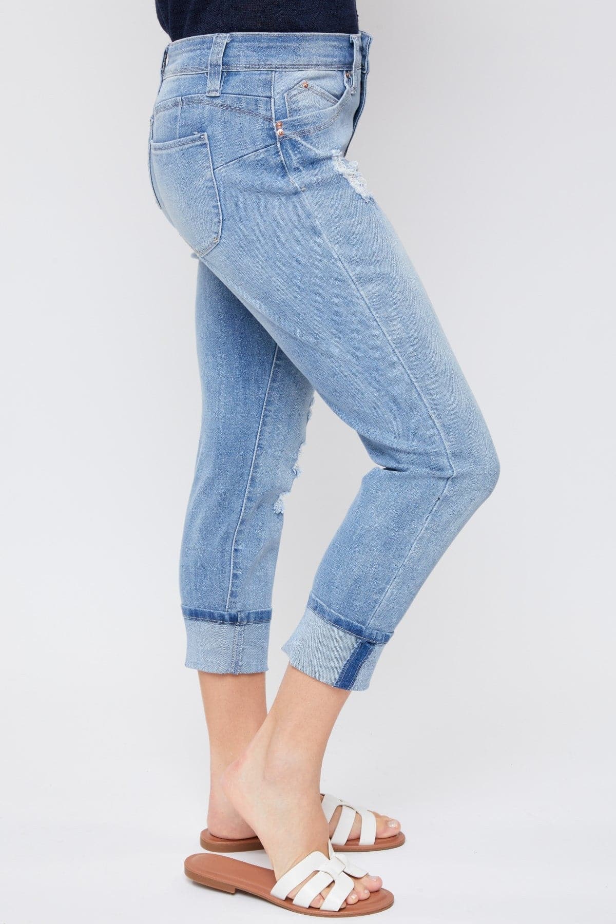 Women's Petite WannaBettaButt Mid Rise Mega Cuff Jeans