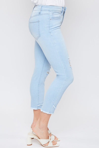 Women's Petite Skinny High Rise Ankle Jean With Slanted Double Frayed Hem Sustainable