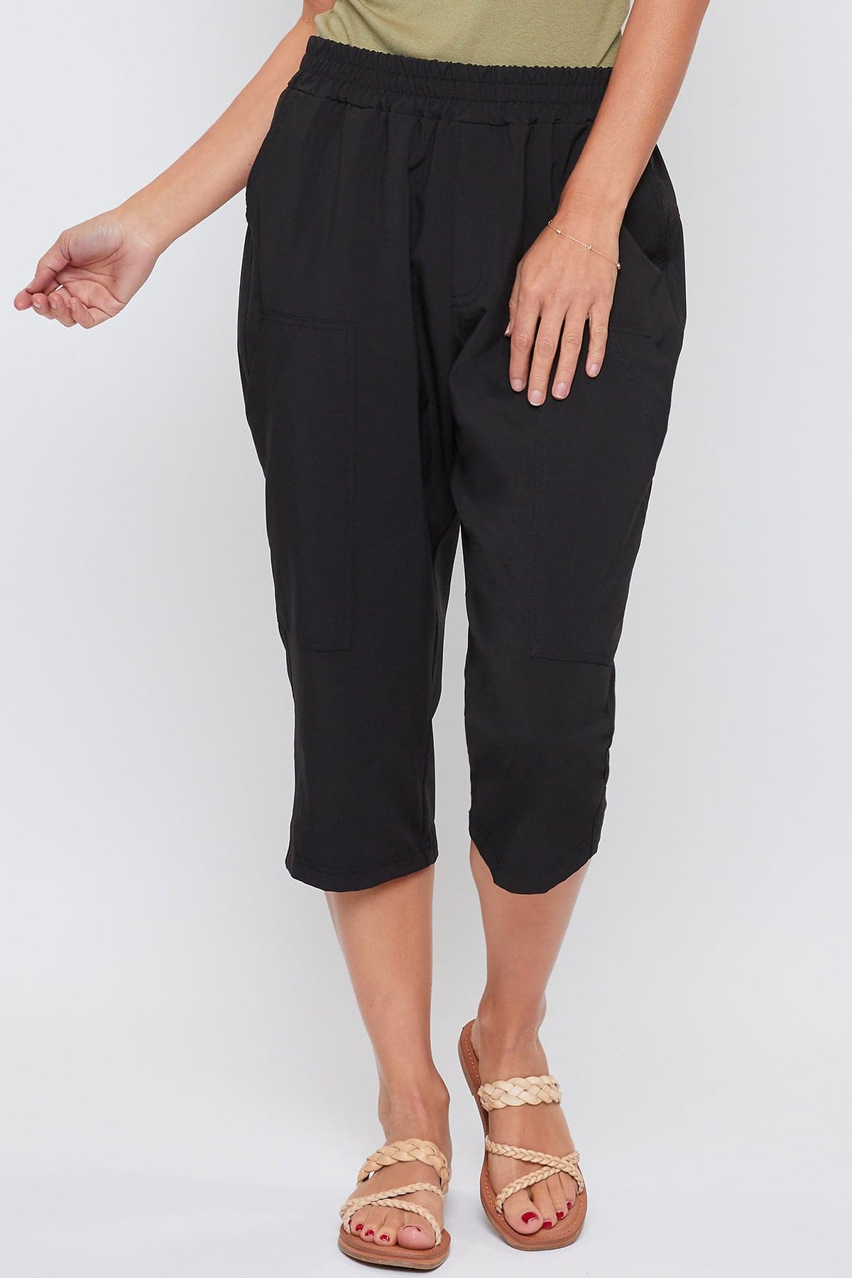 Women's Pull-On Capris With Big Pocket Detail-Sale