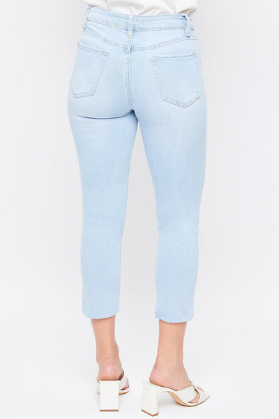 Women's Vintage High Rise Slim Straight Raw Hem Cropped Flood Jeans