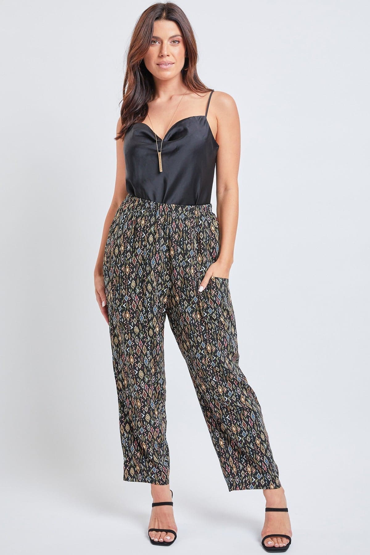 Pull On Relaxed Rise Pant With Drapey Pocket Detail Tapered Leg 1