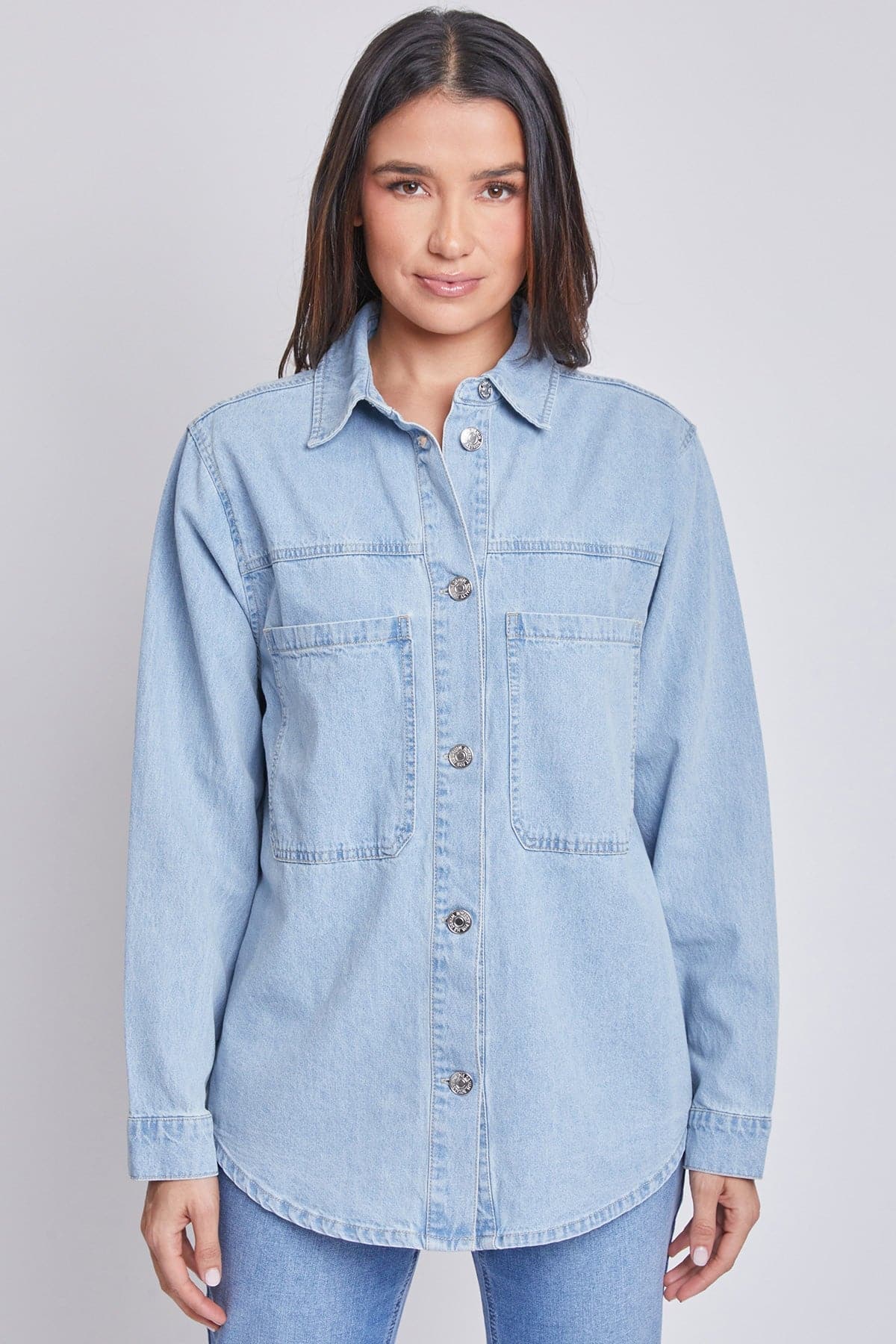Women’s Oversized Shacket with Front Patch Pockets