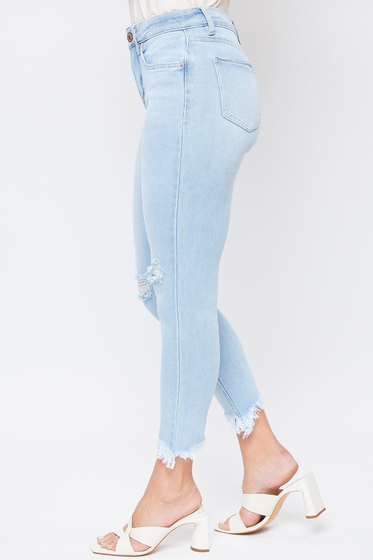 Women's Vintage High Rise Frayed Hem Ankle Jean