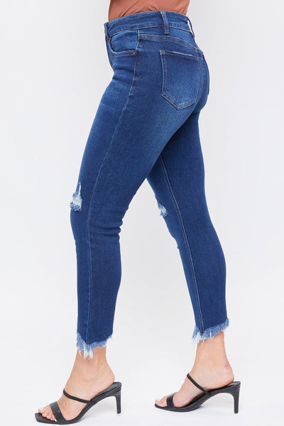 Women's Vintage High Rise Frayed Hem Ankle Jean