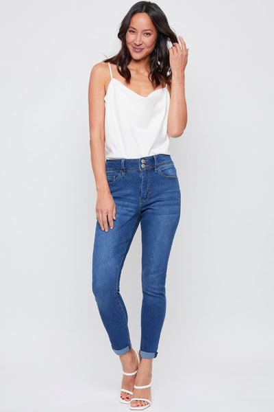 Women's Essential 2-Button Roll Cuff Ankle Jeans-Sale
