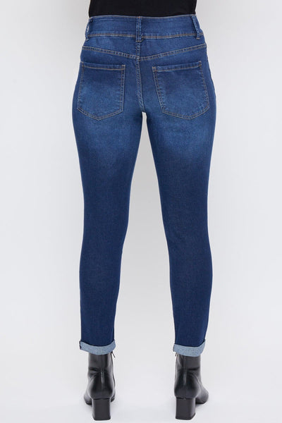 Women's Essential 2-Button Roll Cuff Ankle Jeans-Sale