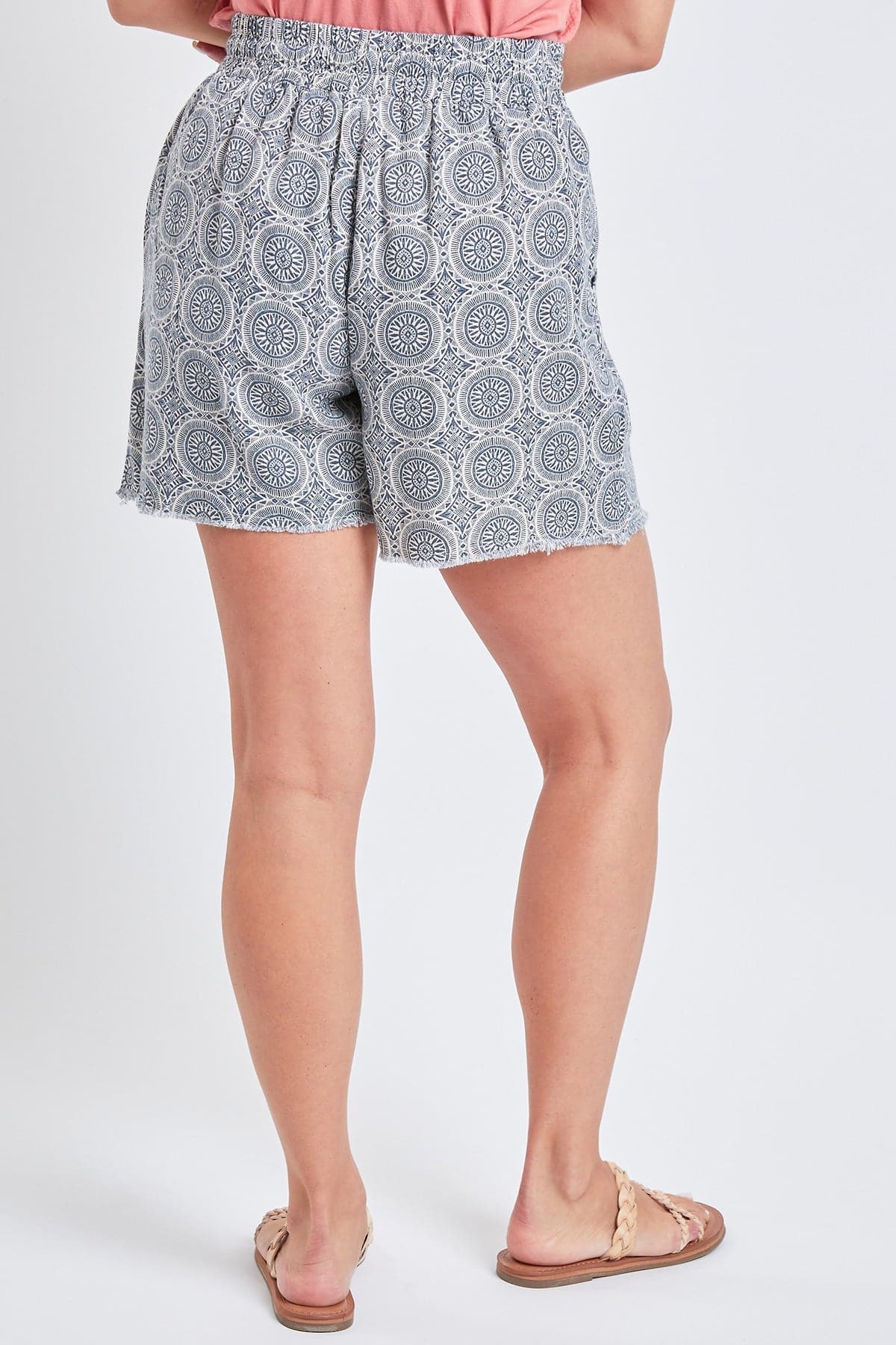 Women's Linen Lounge Shorts with Frayed Hem Lifestyle Collection