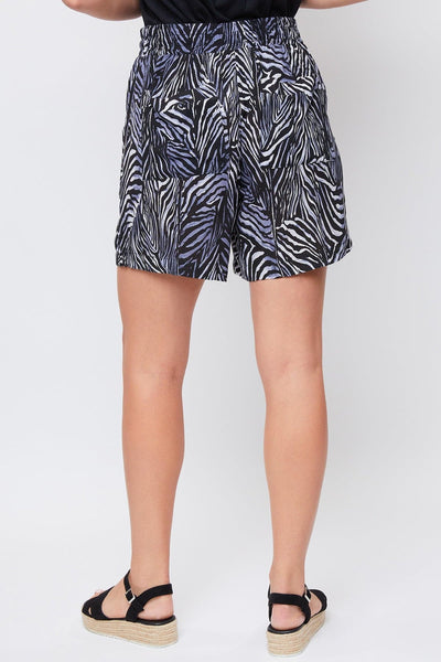 Women's Printed High Rise Linen Shorts With Pockets