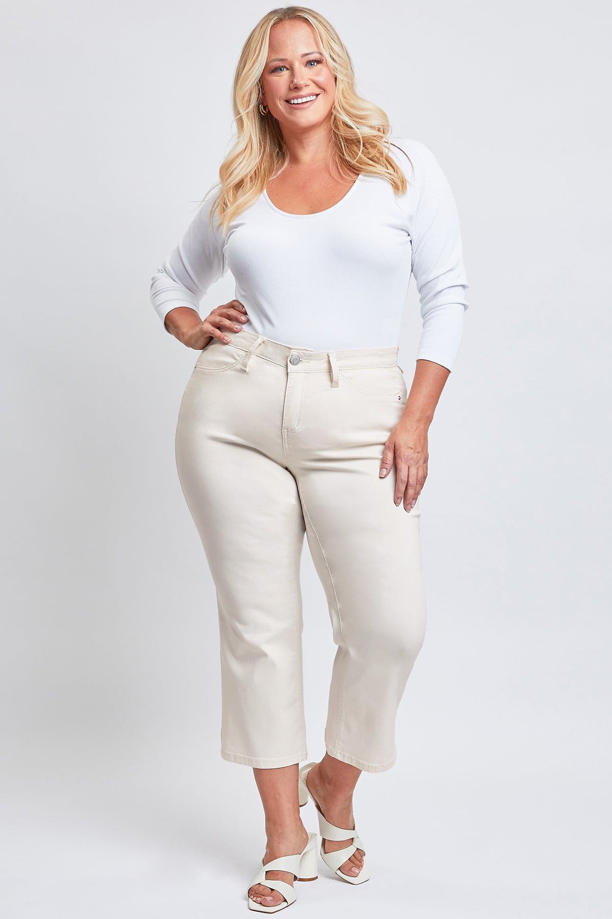 Women's Plus Size Hyperstretch High Rise Cropped Wide Leg Flood Pants