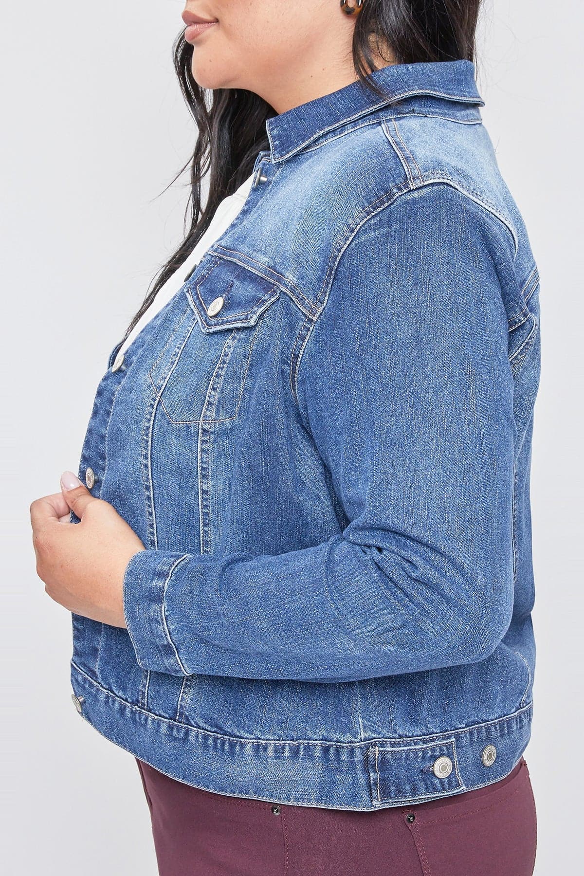 Women's Plus Size Cropped Denim Jacket